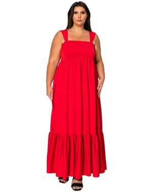 L I V D Plus Size Angelika Ruffled Hem Maxi Dress - Red