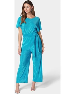 Bebe Plisse Culotte Jumpsuit - Blue