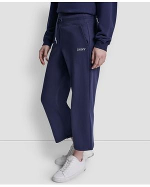 DKNY Metallic Bubble Logo Crop Pants - Blue
