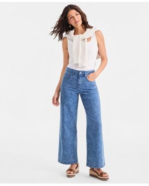 Style & Co. Printed High-rise Wide-leg Jeans - Blue