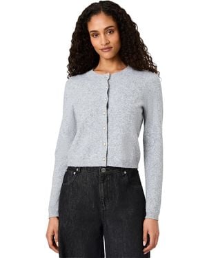 French Connection Dakota Cropped Pointelle Cardigan Sweater - Gray