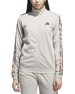 adidas Animal-print Stripe Tricot Track Jacket - Gray