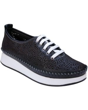 Cools 21 Sarto Perforated Leather Lace Up Platform Sneakers - Blue