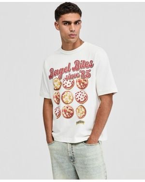 Mode Of One Relaxed-fit Bagel Bites Graphic T-shirt - White