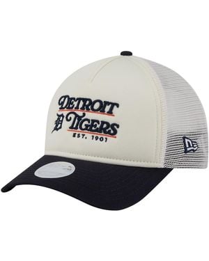 KTZ Light Beige/navy Detroit Tigers Retro 9forty M-crown A-frame Trucker Adjustable Hat - Gray