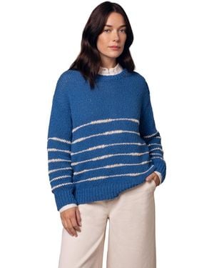 Celtic & Co. Long Sleeve Drop Stitch Breton Sweater - Blue