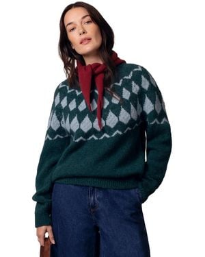 Celtic & Co. Lofty Diamond Yoke Sweater - Blue