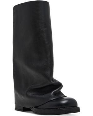 Steve Madden Benton Mid-shaft Foldover Cuffed Moto Boots - Black