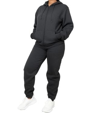 Blu Rock Loose Fit Full-zip Hoodie And jogger Sweatpants Matching - Black
