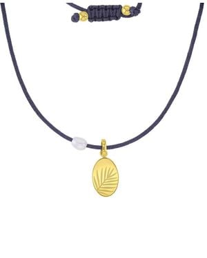 Roxy Waterproof Yellow Leaves Pearl Adjustable Necklace - Metallic