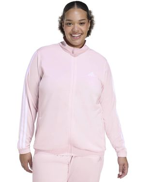 adidas Plus Size Essentials Tricot Three Stripes Track Jacket - Pink