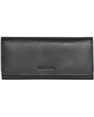 ROOTS Ladies Slim Leather Clutch Wallet - Black