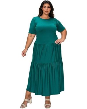 L I V D Plus Size Jourdan Tiered Maxi Dress - Green