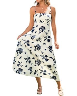 CUPSHE Falling Petals Floral Midi Beach Dress - White
