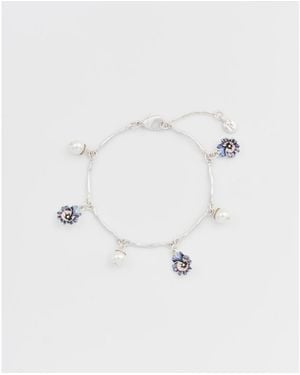 Fable England Pansy And Pearl Charm Bracelet - White