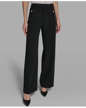 KARL LAGERFELD Patch Pocket Straight Pants - Black