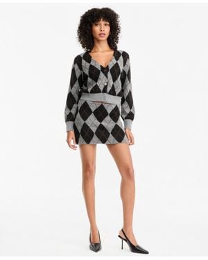 BarIII Argyle Knit Mini Skirt - Black