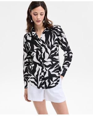 macys womens black and white tops