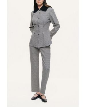 Nocturne Corset-back Checked Sculpted Shirt - Gray