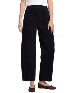 Lands' End Petite Corduroy High Rise Pull On Utility Barrel Leg Pants - Black