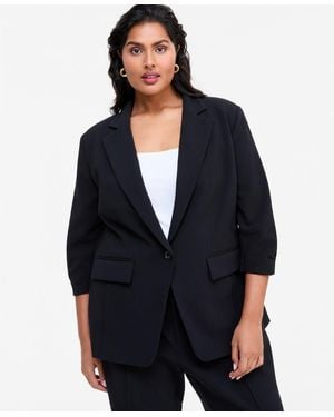 INC International Concepts Plus Size Stretch 3/4-sleeve Blazer - Black