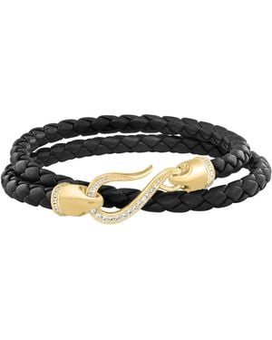 Effy White Zircon Black Leather Bracelet (3/4 Ct. T.w.