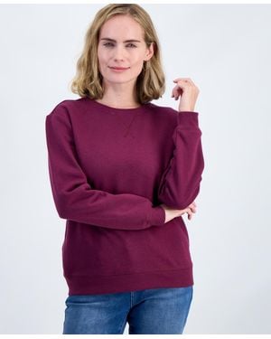 Style & Co. Petite Crewneck Long-sleeve Fleece Sweatshirt - Purple