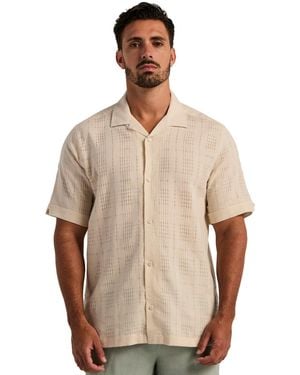 Cubavera Linen-blend Camp-collar Short-sleeve Classic-fit Shirt - Natural