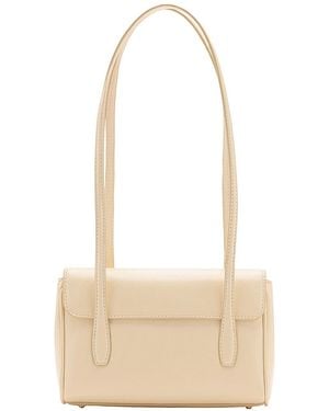 Mango Strap Small-sized Faux Leather Flap Closure Shoulder Bag - Natural