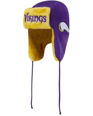KTZ Minnesota Vikings Helmet Head Trapper Knit Hat - Purple