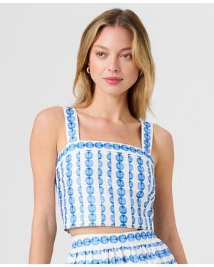 French Connection Structured Sleeveless Taffeta Top - Blue