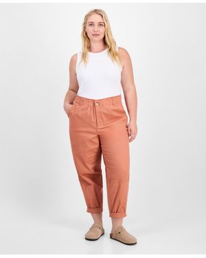 Democracy Plus Size Sky Rise Paperbag Pants - Orange