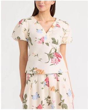 Ellen Tracy Poplin Top - Natural