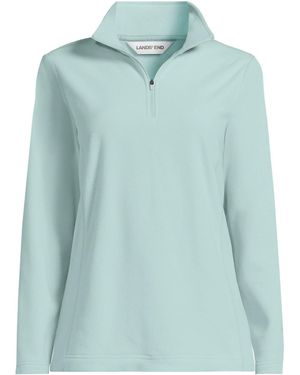 Lands' End Anyweather Fleece Quarter Zip Pullover - Blue