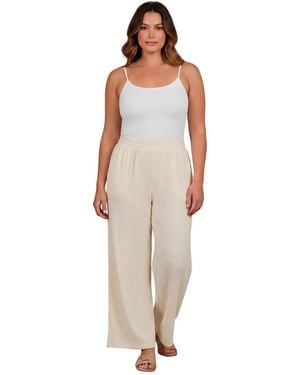 Avenue Knit Gauze Smocked Wide-leg Pants - White