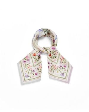 Fable England Forget Me Not Narrative Square Scarf - White