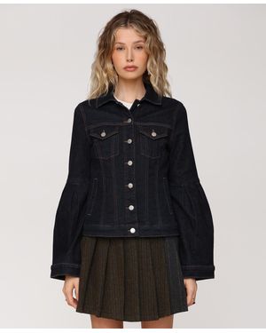 Avec Les Filles Flare-sleeve Denim Trucker Jacket - Blue