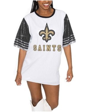 Gameday Couture White/black New Orleans Saints Bling It Full Sequin Jersey Dress