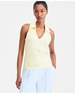 On 34th Racerback Polo Tank Top - White