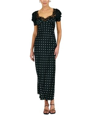 Line & Dot Sophie Polka Dot Lace Trim Maxi Dress - Green