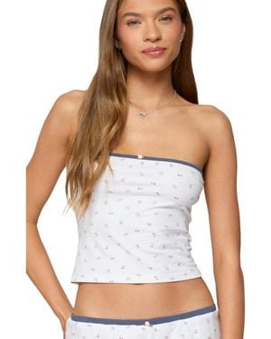 Edikted Stefi Floral Contrast Tube Top - White