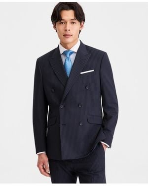 Kenneth Cole Slim-fit Double-breasted Pinstripe Suit Separates Jacket - Blue