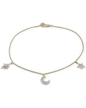 Wrapped in Love Diamond Moon & Stars Charm Ankle Bracelet (1/10 Ct. T.w. - Metallic