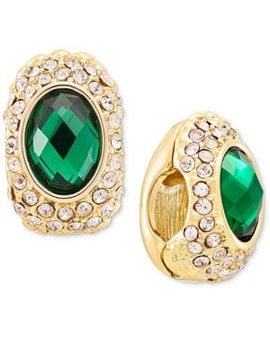 Anne Klein Crystal 17mm Magnetic Hoop Earrings - Green
