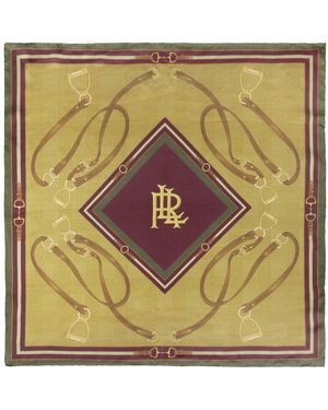 Ralph Lauren Equestrian Glenplaid Square Scarf - Metallic
