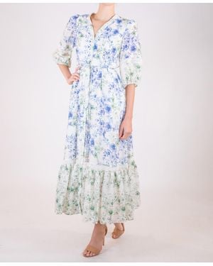 Taylor Floral Button-front Dress - Blue