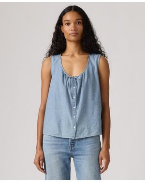 Levi's Luella Sleeveless Tie-neck Blouse - Blue