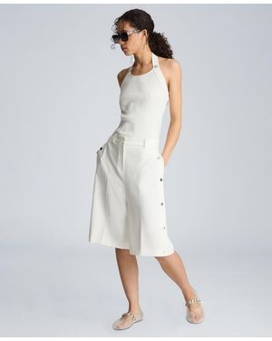 Kenneth Cole Halter Neck Grommet Sweater Tank Top - White