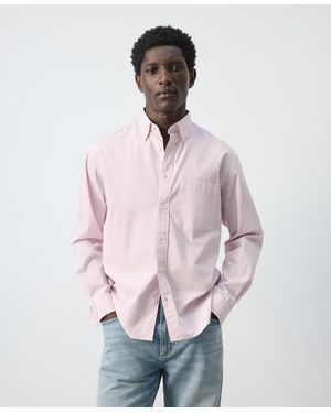 Mango Cotton Striped Relaxed-fit Shirt - Pink