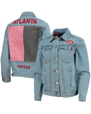 The Wild Collective Atlanta United Fc Print Denim Button-up Jacket - Blue